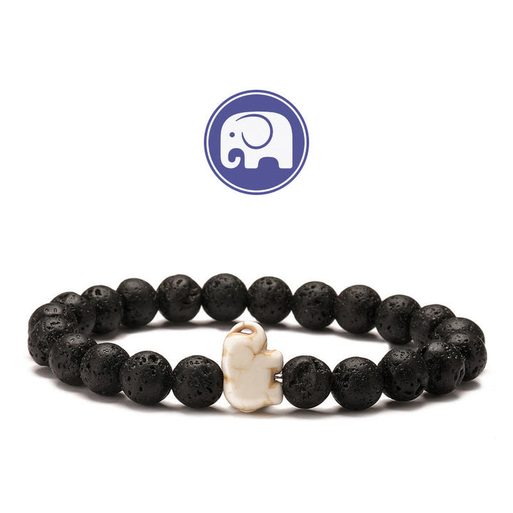 Olivenorma Elephant Wisdom Gemstone Bracelet - Lava Stone - image 3