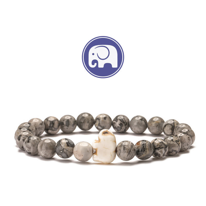 Olivenorma Elephant Wisdom Gemstone Bracelet - Grey Jasper - image 13