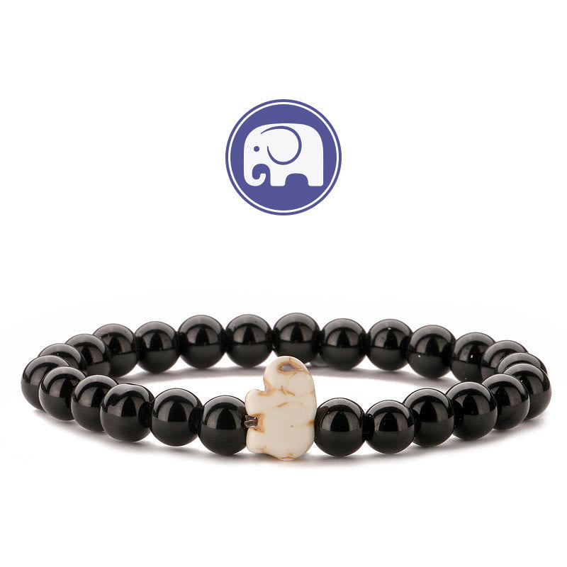 Olivenorma Elephant Wisdom Gemstone Bracelet - Obsidian - image 2