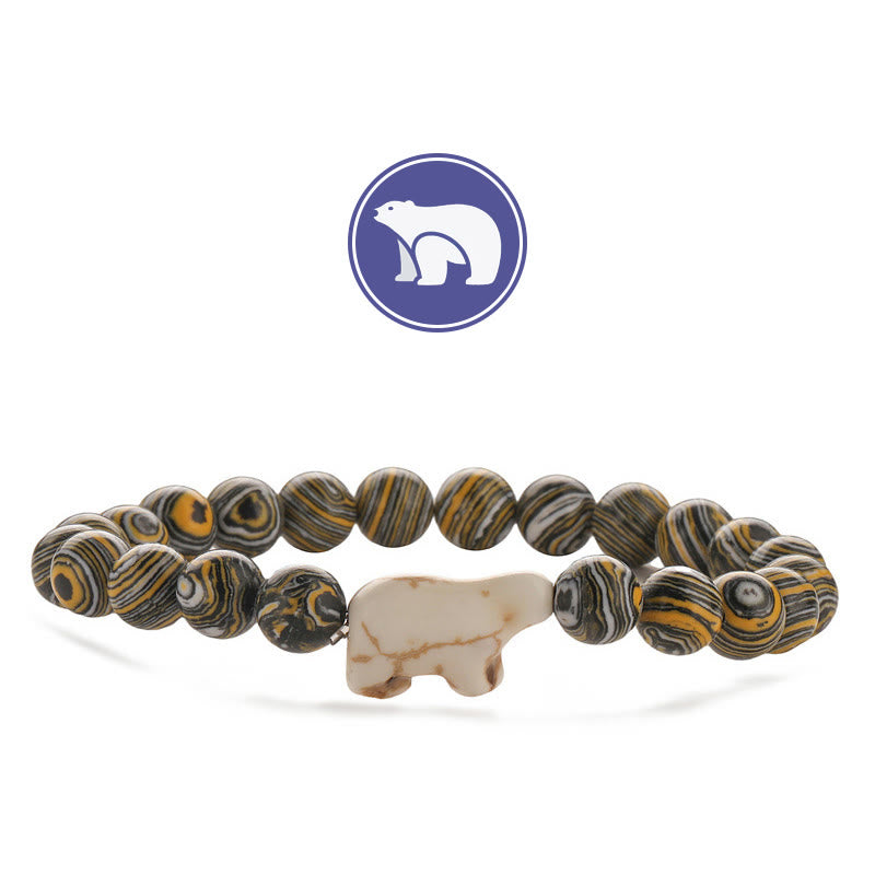 Olivenorma Polar Bear Gemstone Bracelet - Yellow Malachite - image 6