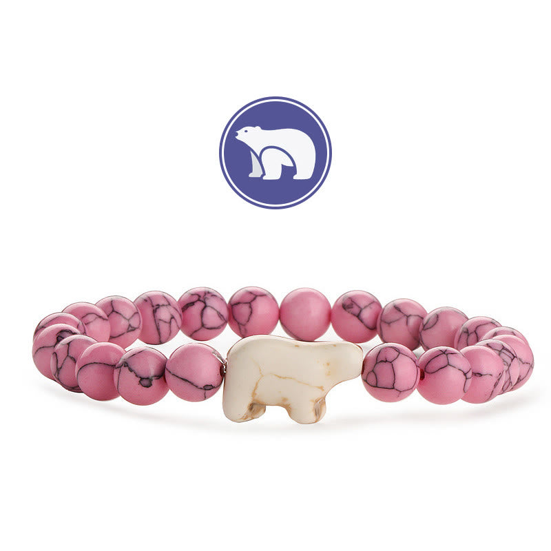 Olivenorma Polar Bear Gemstone Bracelet - Pink Turquoise - image 3
