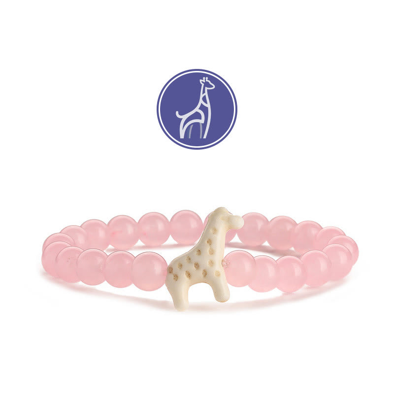 Olivenorma Giraffe Growth Gemstone Bracelet - White Giraffe - Rose Quartz - image 10