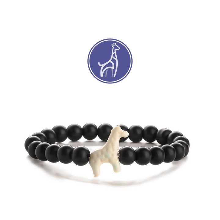 Olivenorma Giraffe Growth Gemstone Bracelet - White Giraffe - Black Onyx - image 4