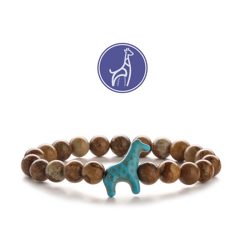 Olivenorma Giraffe Growth Gemstone Bracelet - Blue Giraffe - Picture Jasper - image 13