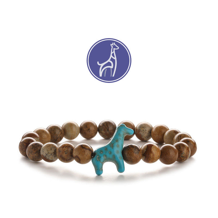 Olivenorma Giraffe Growth Gemstone Bracelet - Blue Giraffe - Picture Jasper - image 13