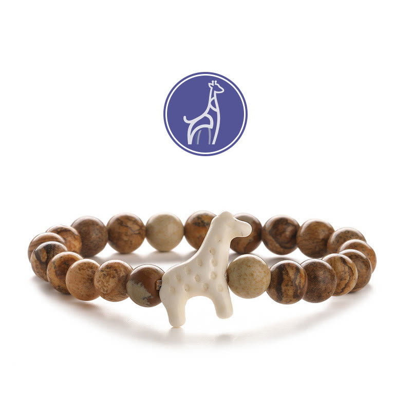 Olivenorma Giraffe Growth Gemstone Bracelet - White Giraffe - Picture Jasper - image 12