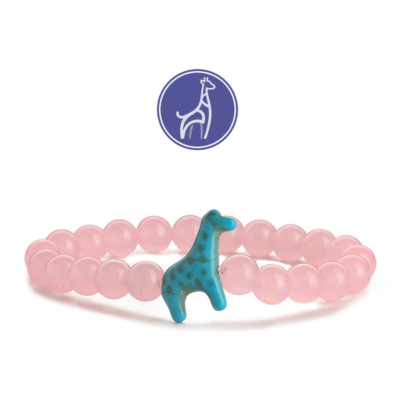 Olivenorma Giraffe Growth Gemstone Bracelet - Blue Giraffe - Rose Quartz - image 11