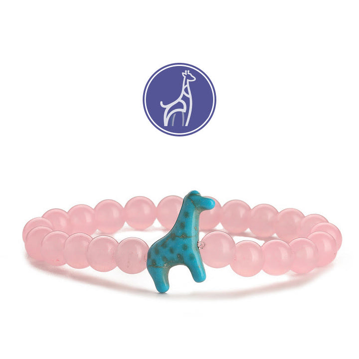 Olivenorma Giraffe Growth Gemstone Bracelet - Blue Giraffe - Rose Quartz - image 11