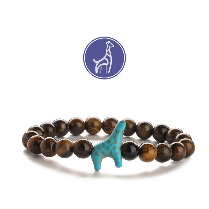 Olivenorma Giraffe Growth Gemstone Bracelet - Blue Giraffe - Tiger Eye - image 19