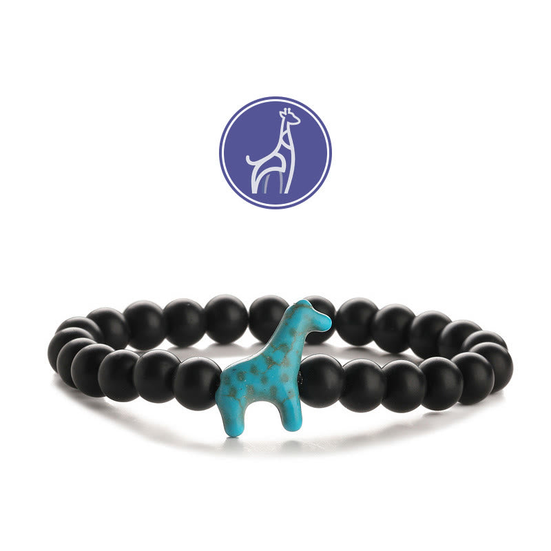 Olivenorma Giraffe Growth Gemstone Bracelet - Blue Giraffe - Black Onyx - image 5