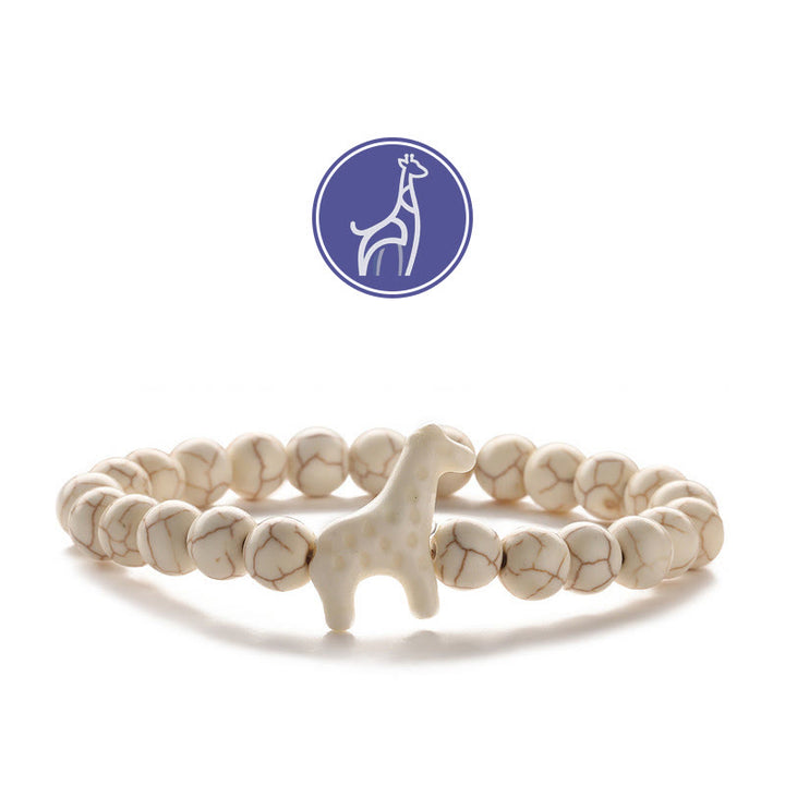 Olivenorma Giraffe Growth Gemstone Bracelet - White Giraffe - Beige Turquoise - image 14