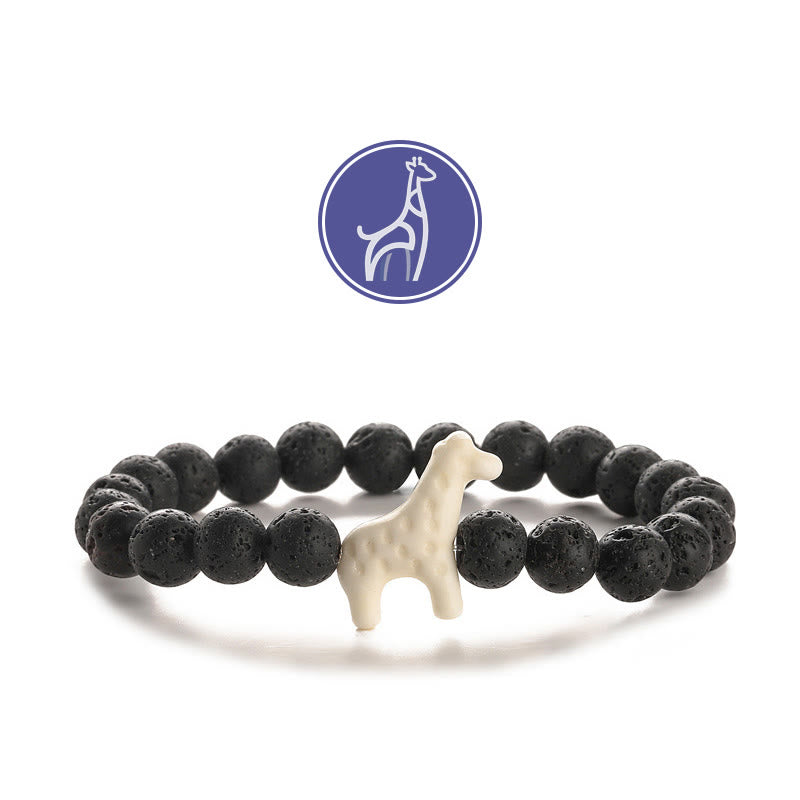 Olivenorma Giraffe Growth Gemstone Bracelet - White Giraffe - Lava Stone - image 2