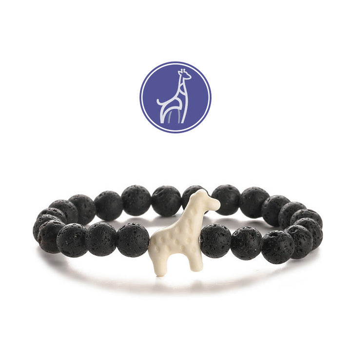 Olivenorma Giraffe Growth Gemstone Bracelet - White Giraffe - Lava Stone - image 2