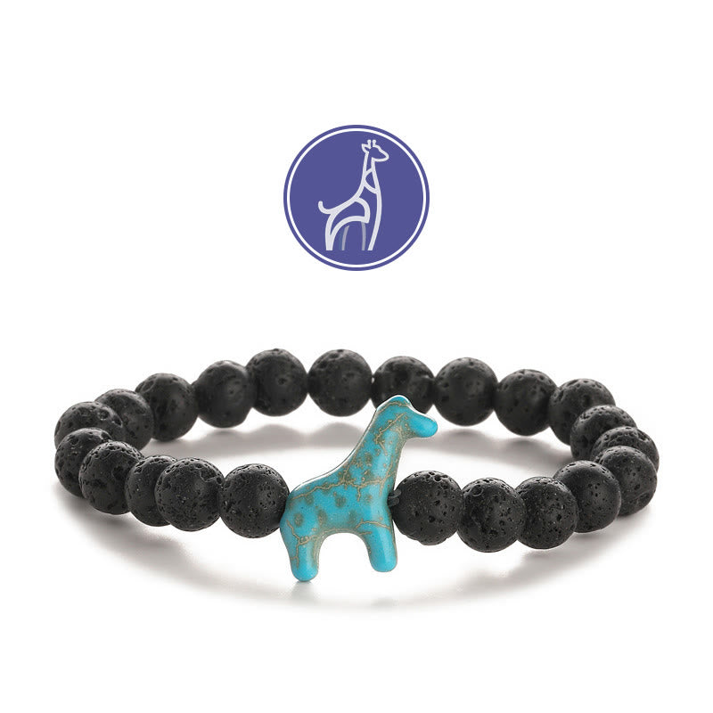 Olivenorma Giraffe Growth Gemstone Bracelet - Blue Giraffe - Lava Stone - image 3