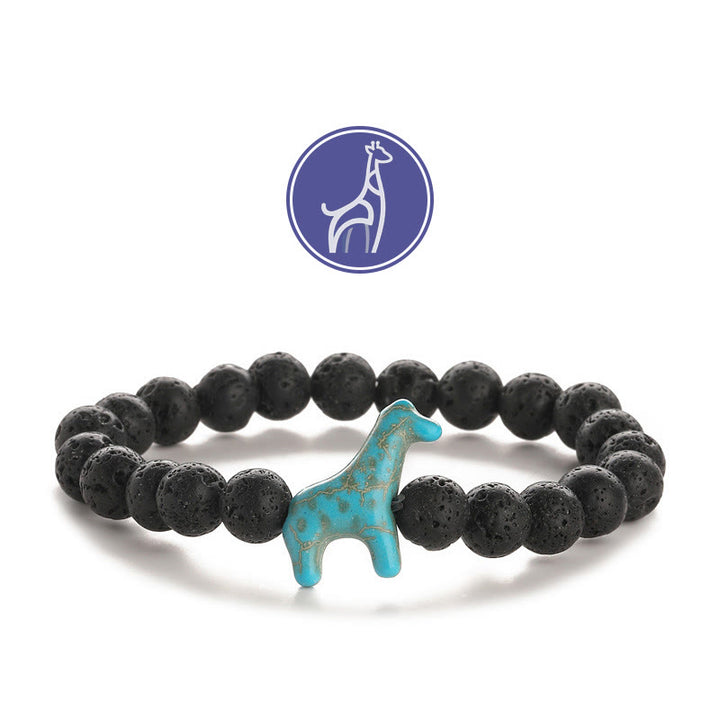 Olivenorma Giraffe Growth Gemstone Bracelet - Blue Giraffe - Lava Stone - image 3