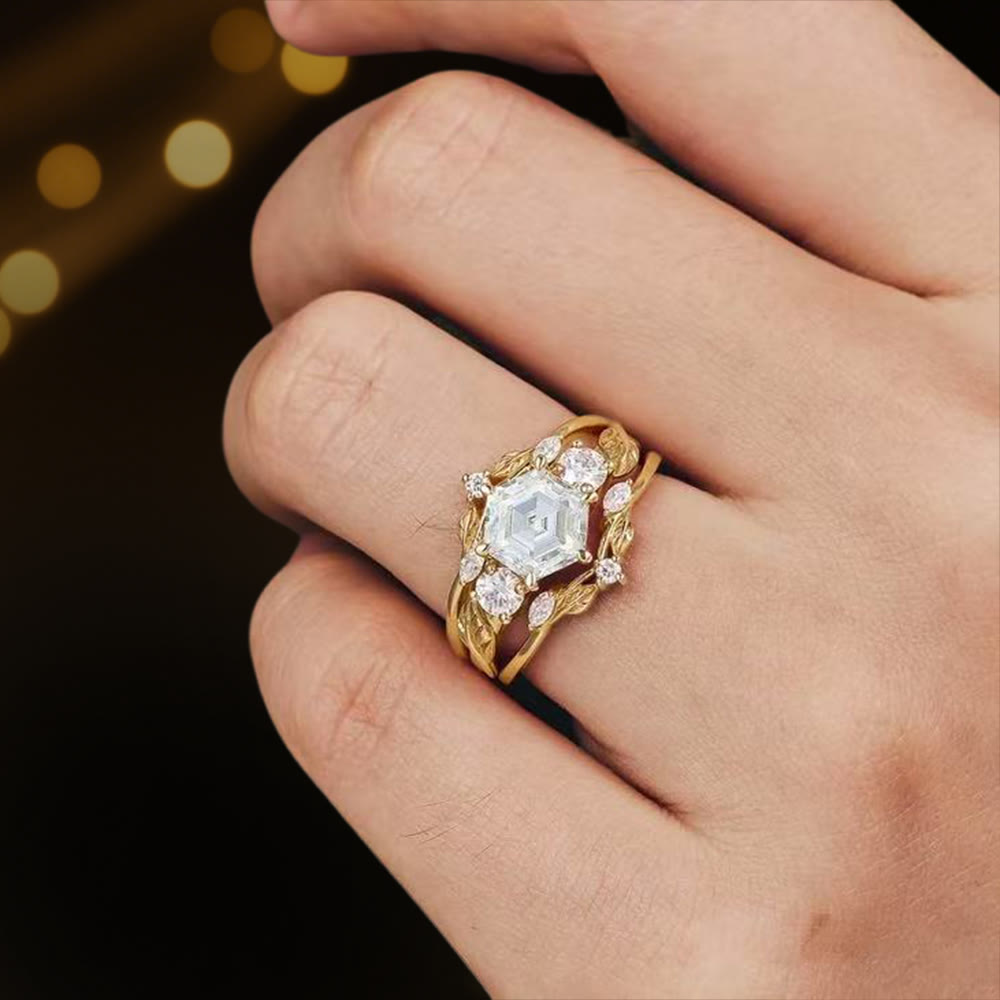 Olivenorma Persephone's Crown Hexagon Moissanite Ring - image 1