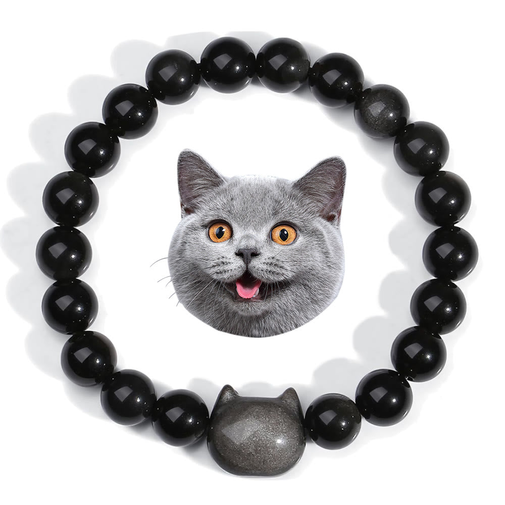 Olivenorma Mystic Meow Charm Crystal Bracelet - Silver Sheen Obsidian - image 22