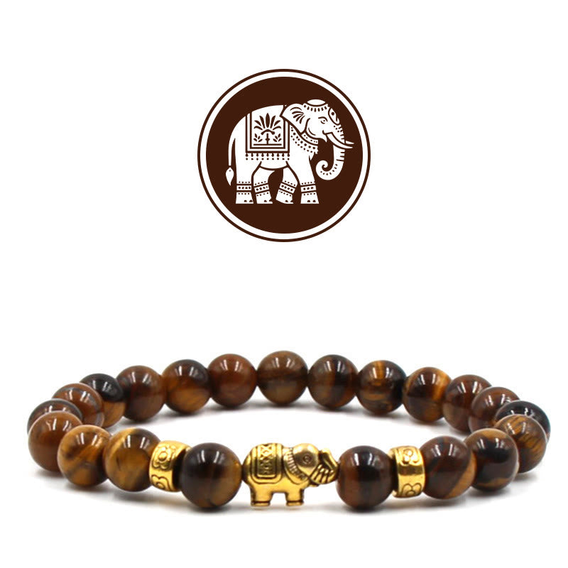 Olivenorma Auspicious Elephant Fortune Gemstone Bracelet - Tiger Eye - image 0