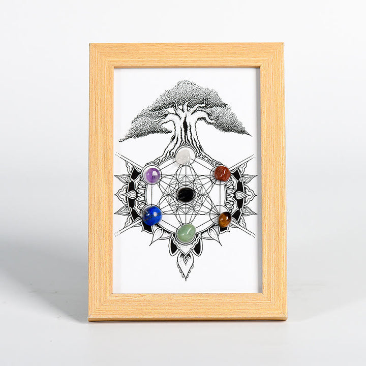 Olivenorma Tree Of Life Pattern Chakra Photo Frame Decoration - Tree Of Life&Chakra#1 - Wooden Photo Frame - image 3