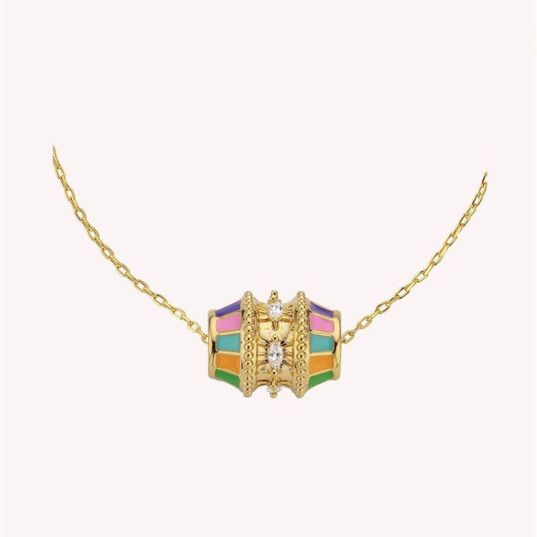 Olivenorma Lucky Charm Rotatable Bead Neckalce Braided Rope Bracelet - Rainbow Charm Necklace - image 1