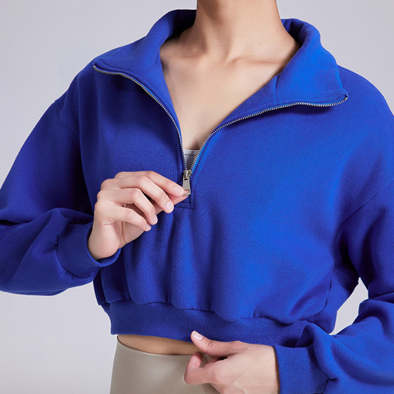 Olivenorma Hip Zip Yoga Tops Oversized Cropped Fleece Pullover Sweatshirt - image 8