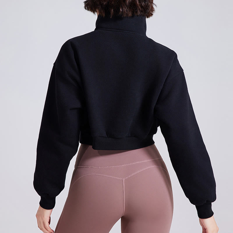 Olivenorma Hip Zip Yoga Tops Oversized Cropped Fleece Pullover Sweatshirt - image 11