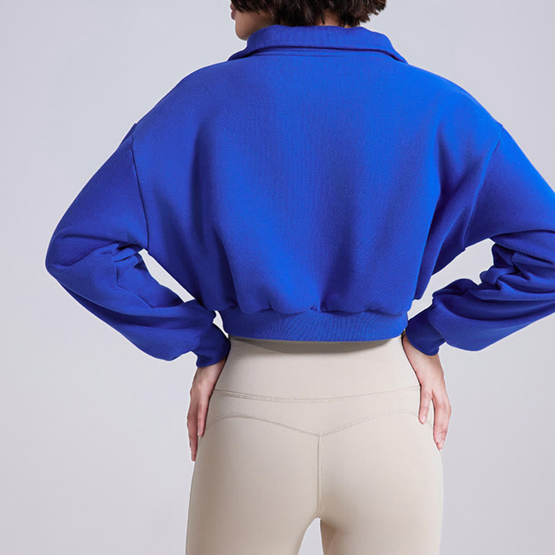 Olivenorma Hip Zip Yoga Tops Oversized Cropped Fleece Pullover Sweatshirt - image 7