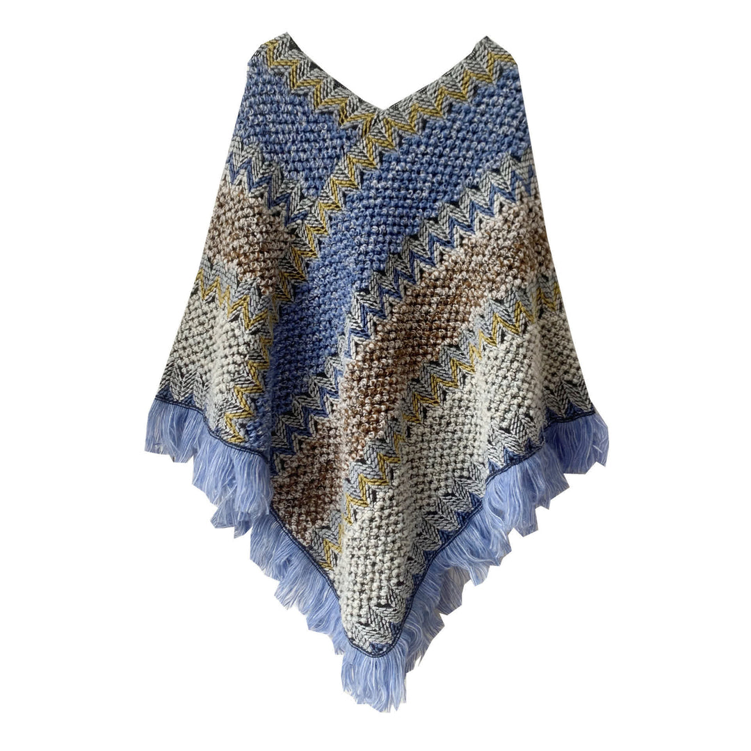 Olivenorma Boho Chic Fringe Wrap Shawl - Blue-Brown - image 13