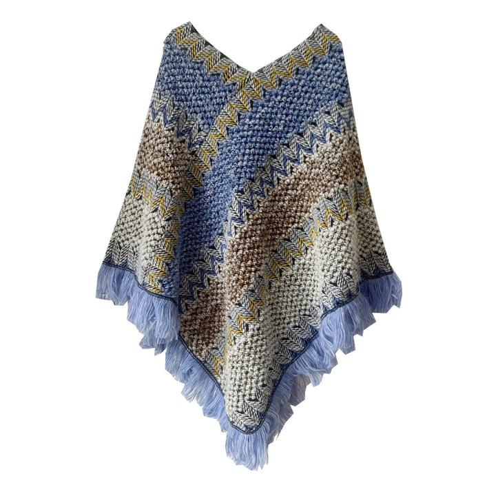 Olivenorma Boho Chic Fringe Wrap Shawl - Blue-Brown - image 13