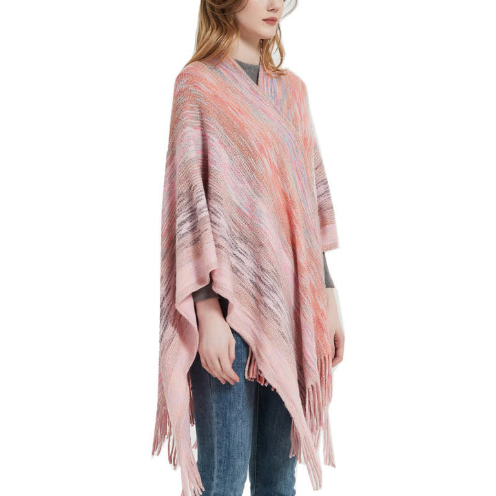 Olivenorma Ruffle Trimmed Poncho Tassels Cardigan Shawl - image 6