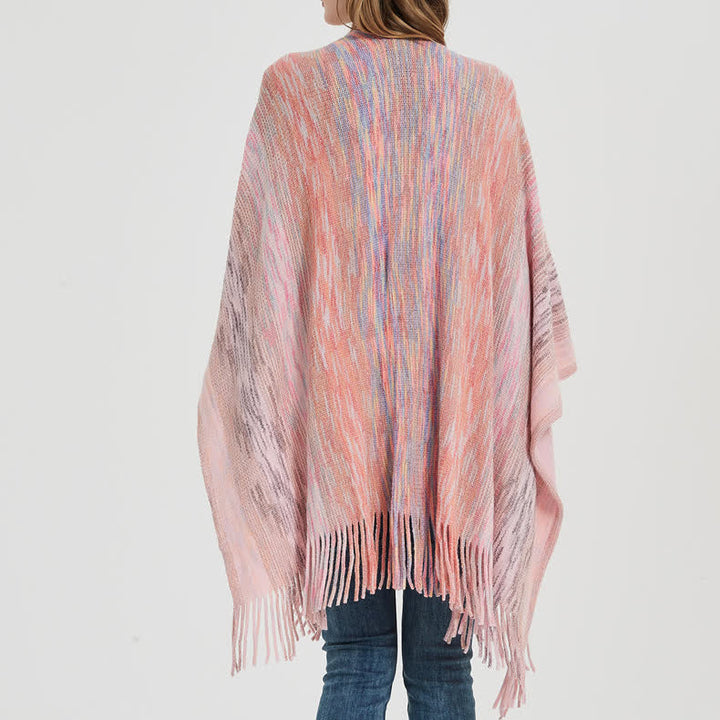 Olivenorma Ruffle Trimmed Poncho Tassels Cardigan Shawl - image 5