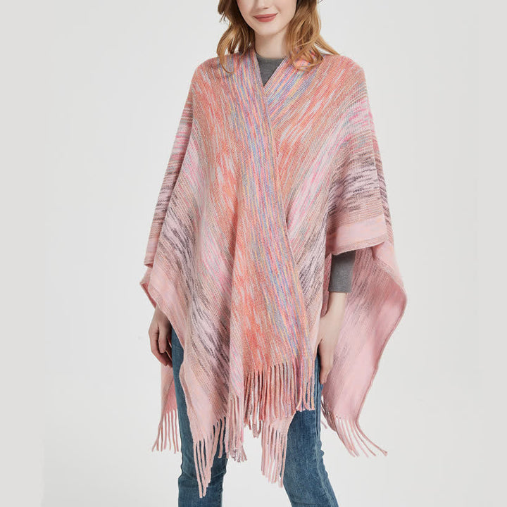 Olivenorma Ruffle Trimmed Poncho Tassels Cardigan Shawl - image 2
