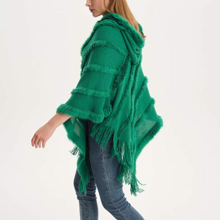 Olivenorma Solid Color Fringe Wrap Hat Cardigan Shawl - image 4