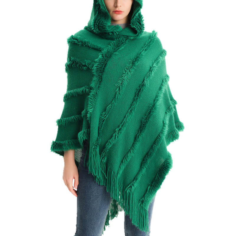 Olivenorma Solid Color Fringe Wrap Hat Cardigan Shawl - image 2