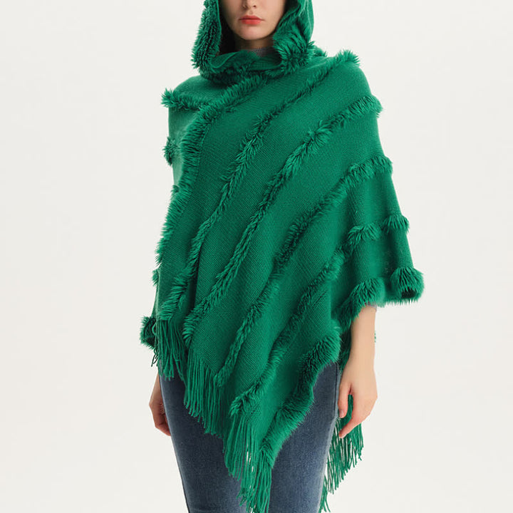 Olivenorma Solid Color Fringe Wrap Hat Cardigan Shawl - image 8