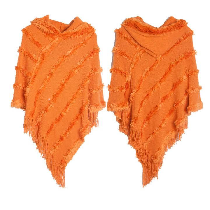 Olivenorma Solid Color Fringe Wrap Hat Cardigan Shawl - Orange - image 13