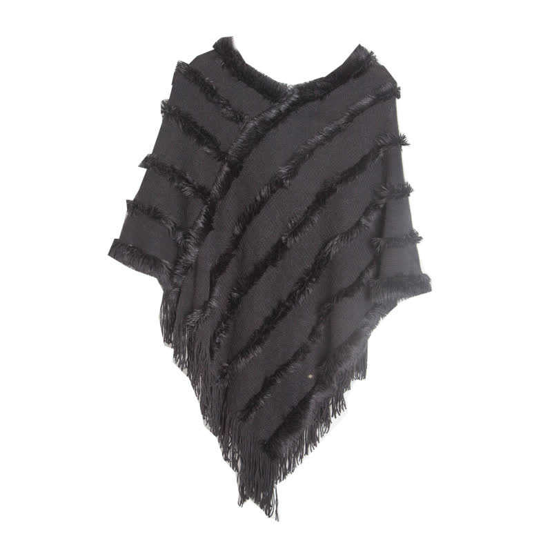 Olivenorma Solid Color Fringe Wrap Cardigan Shawl - Black - image 15