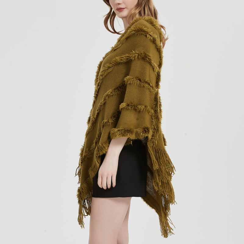 Olivenorma Solid Color Fringe Wrap Cardigan Shawl - image 5