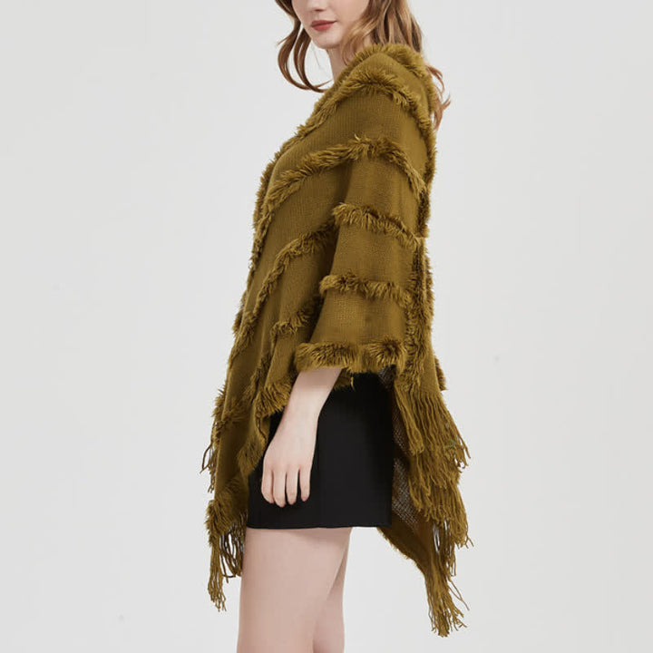 Olivenorma Solid Color Fringe Wrap Cardigan Shawl - image 5