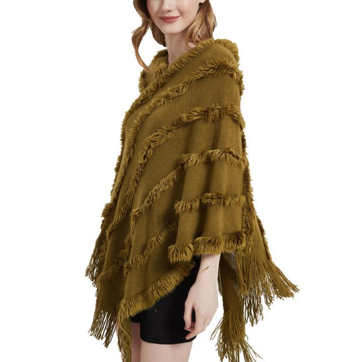 Olivenorma Solid Color Fringe Wrap Cardigan Shawl - Khaki - image 0