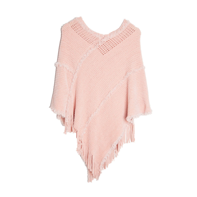Olivenorma Fringed Camel Wrap Cardigan Shawl - Pink - image 9