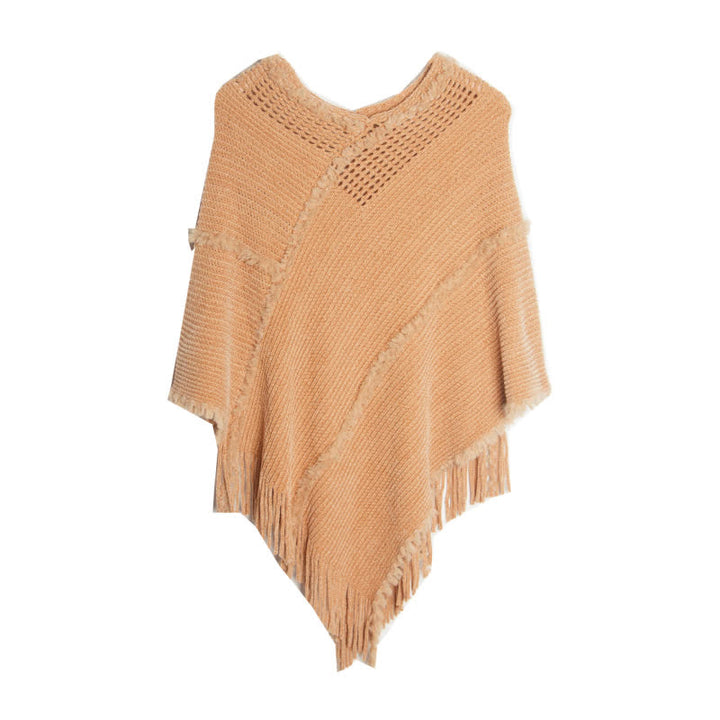 Olivenorma Fringed Camel Wrap Cardigan Shawl - Khaki - image 1