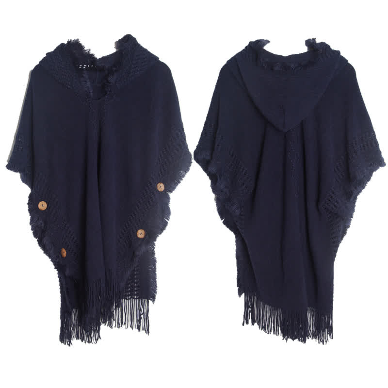 Olivenorma Fuzzy Ivory Acrylic Cardigan Shawl - Navy Blue - image 16