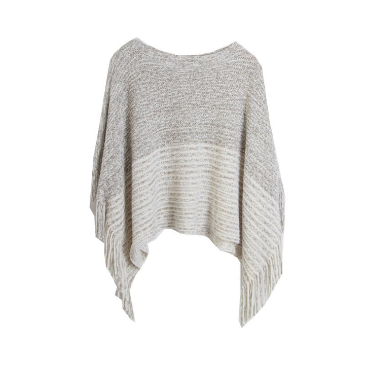 Olivenorma Striped Knit Pullover Shawl - Beige - image 5