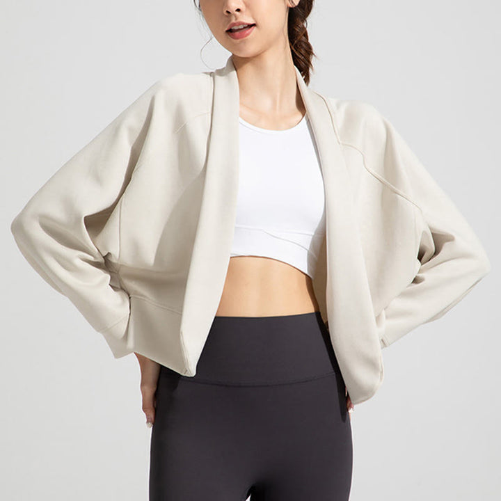 Olivenorma Long Sleeve Soft Open Front Jacket Meditation Yoga Tops Cardigan - White - XL - image 4