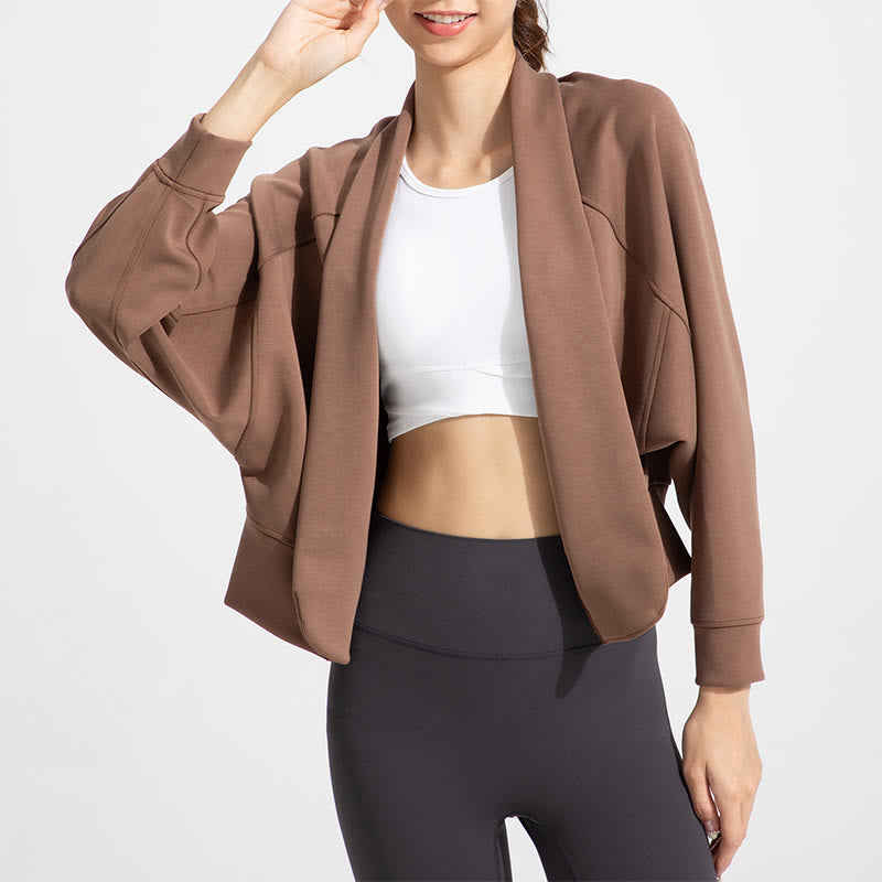 Olivenorma Long Sleeve Soft Open Front Jacket Meditation Yoga Tops Cardigan - Coffee - XL - image 0