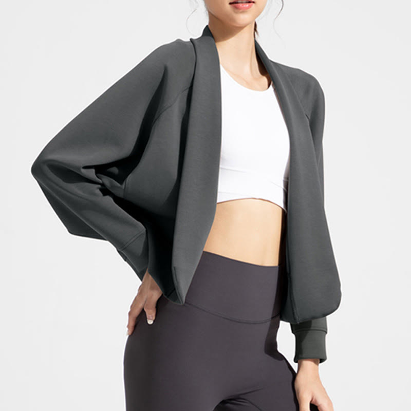 Olivenorma Long Sleeve Soft Open Front Jacket Meditation Yoga Tops Cardigan - Gray - XL - image 8