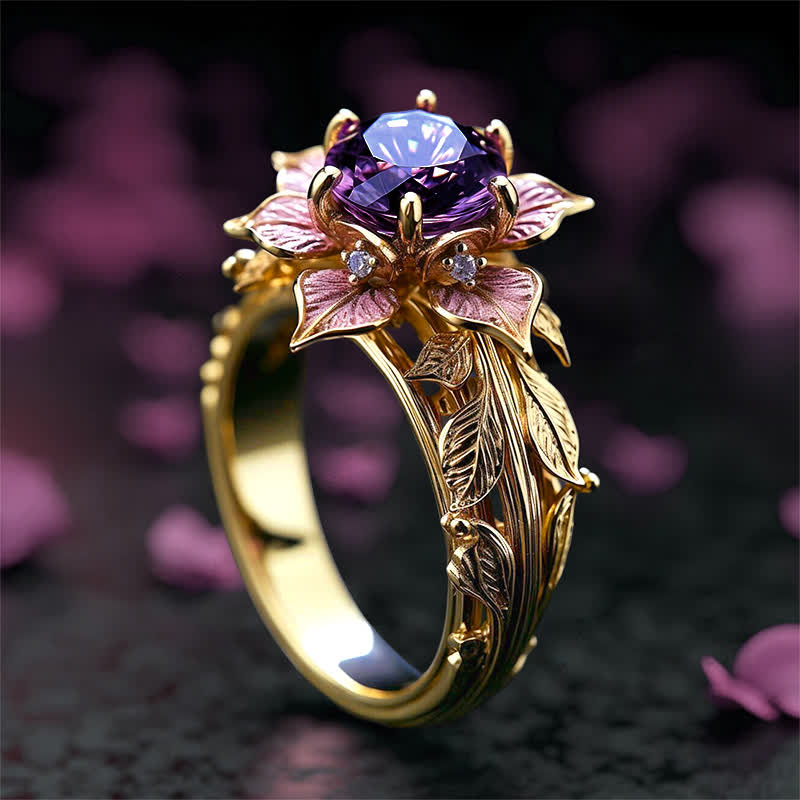 FREE Today: "Amaranth Bloom" Violet Crystal Ring - US 10 - image 0