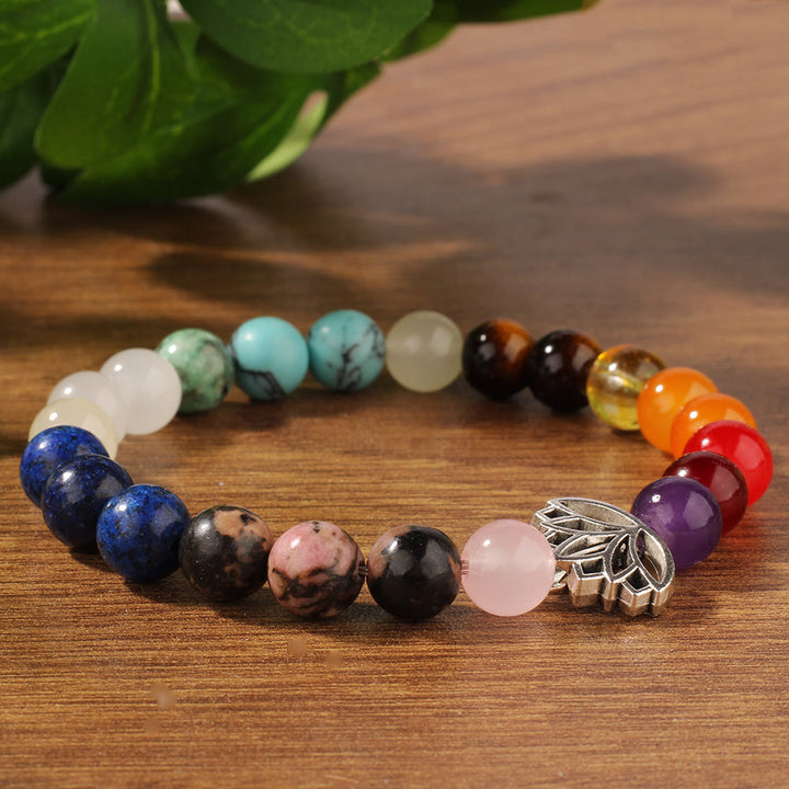 Olivenorma 7 Chakra Lotus Meditation Healing Gemstone Bracelet - image 3