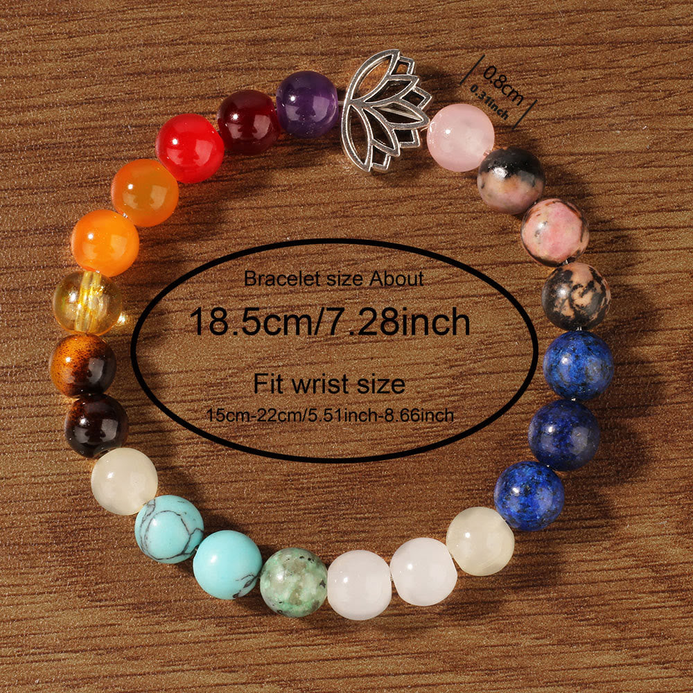 Olivenorma 7 Chakra Lotus Meditation Healing Gemstone Bracelet - image 4